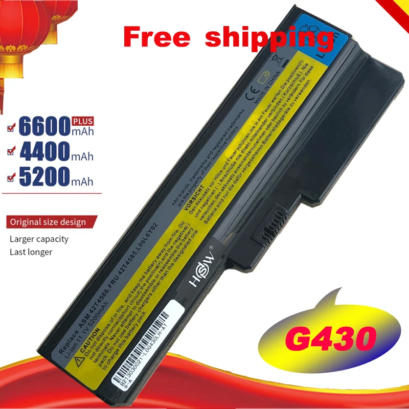 

Laptop battery For Lenovo 3000 G430 G450 G530 G550 N500 Z360 B460 B550 V460 V450 G455 G555 Y l08s6y02 6cell Free Fast Shipping