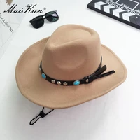 maikun mens western cowboy hat knight woolen cap for women autumn england vintage curled jazz top hat