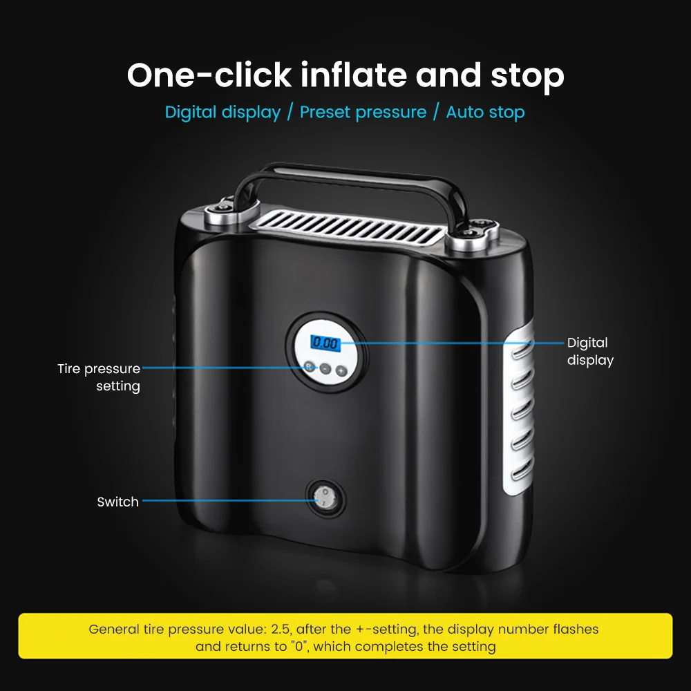 Цифровой насос для шин AOSHIKE автомобильный портативный компрессор 12 В 150PSI