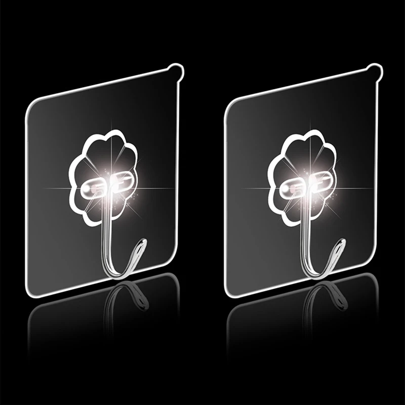 

20Pcs Hook Strong Transparent Suction Wall Sucker Hanger Waterproof Adhesive Heavy Load Rack Stainless Steel Hook