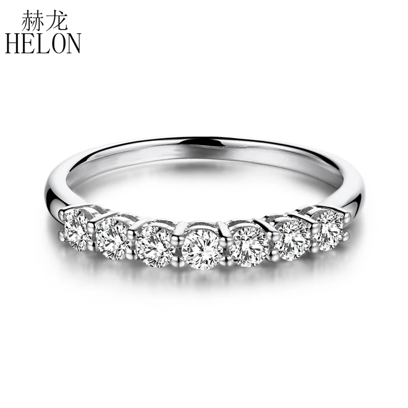 

HELON Moissanite Ring Solid 18K White Gold 0.7CT GH Color Test Positive Moissanite Diamond Engagement Wedding Jewelry Ring Band