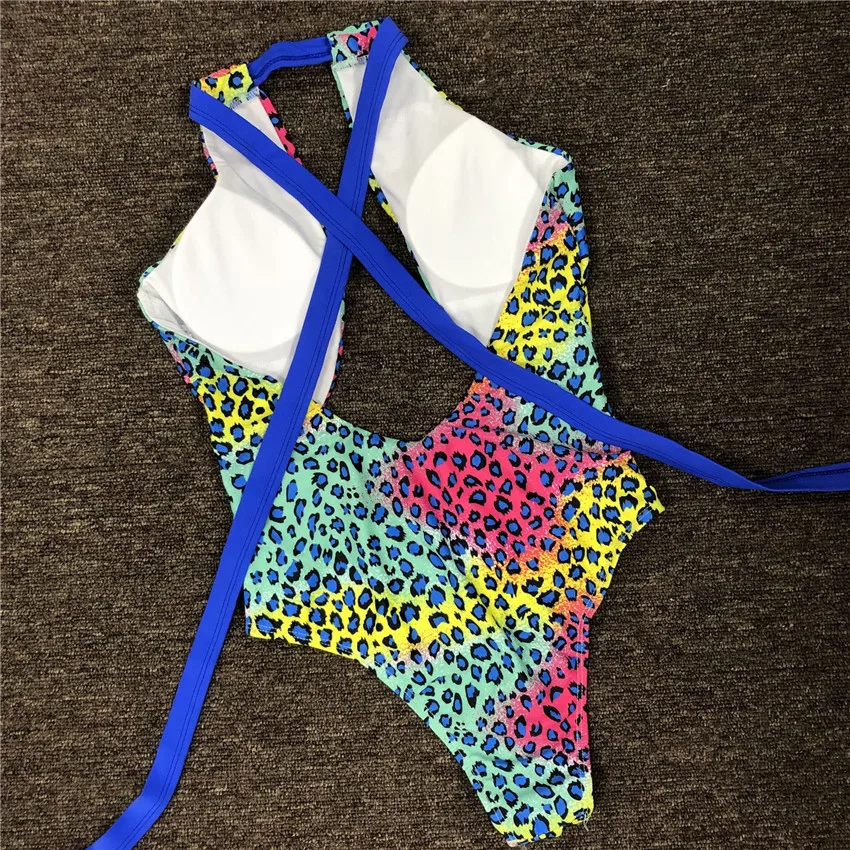 

New Sexy Colorful Leopard Cut Out Women Swimwear One Piece Swimsuit 2021 Female Bather Bathing Suit Swim Lady Monokini