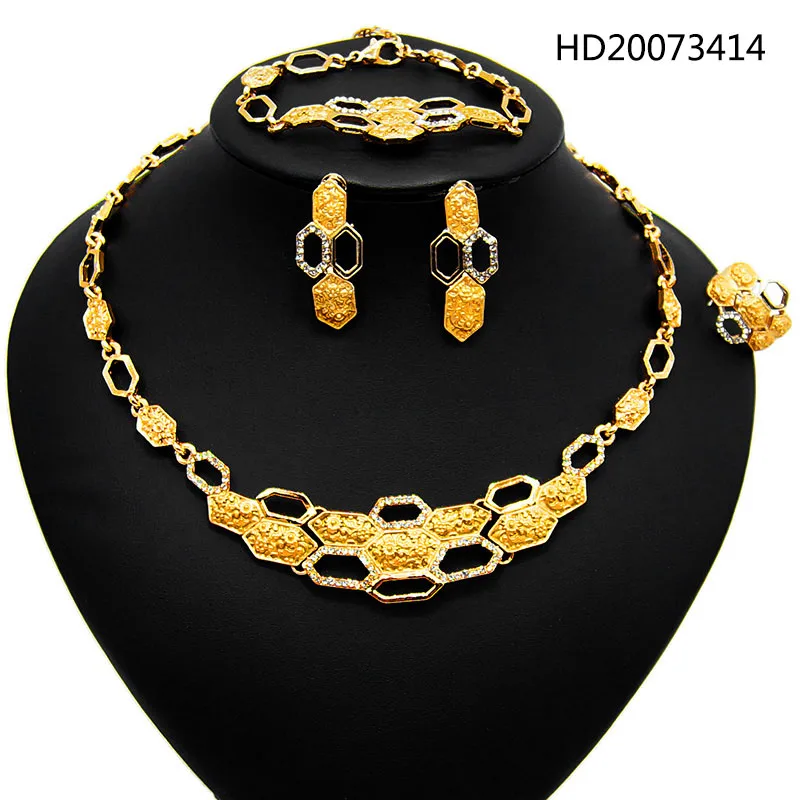 

Yulaili Bridal Jewelry Sets Gold Color Necklace Bracelet Earrings Ring for Women Party Jewellery Accessories Free Shipping
