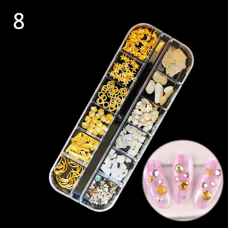 QIAOQIAO DIY 1Case Gold Silver Hollow 3D Nail Art Decorations Mix Metal Frame Nail Rivets Shiny Charm Manicure Accessories Studs 1box gold silver mix metal butterfly 3d nail art decorations nail rivets shiny charm strass manicure accessories