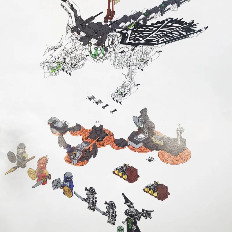 

2020 New Skull Dragon Sorcerer Ninja City Hero Jay Kai Naya MiniFigure Building Blocks Bricks Compatible 71721 Toys for Gift