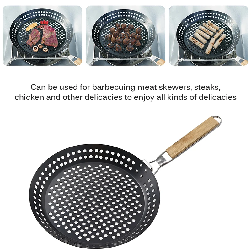 

Barbecue Pan Frying Pan Cooking Pans Grilling Baking Non-Stick Pizza Pans Rack Outdoor Camping Picnic BBQ Pan Accessories Tools