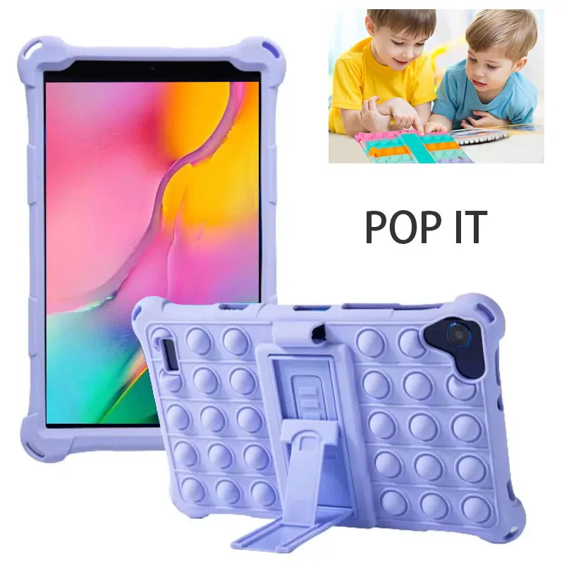 

Pop Push Bubble it T290 Silicone Case for Samsung Galaxy Tab A 8.0 SM T295 Stand Cover With Strap Stylus For Kids