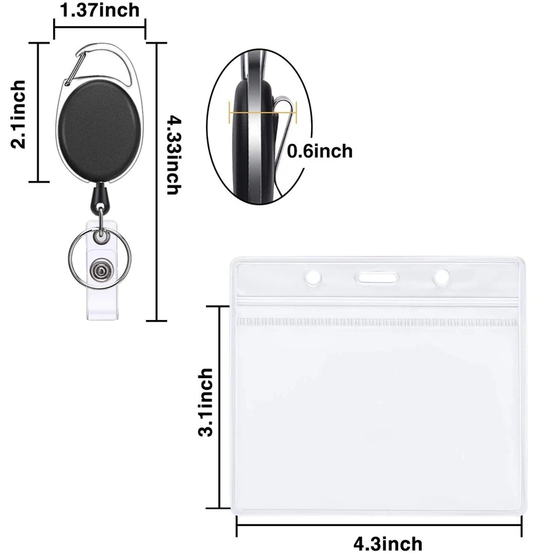 12 комплектов выдвижных держателей для удостоверений личности с карабином и