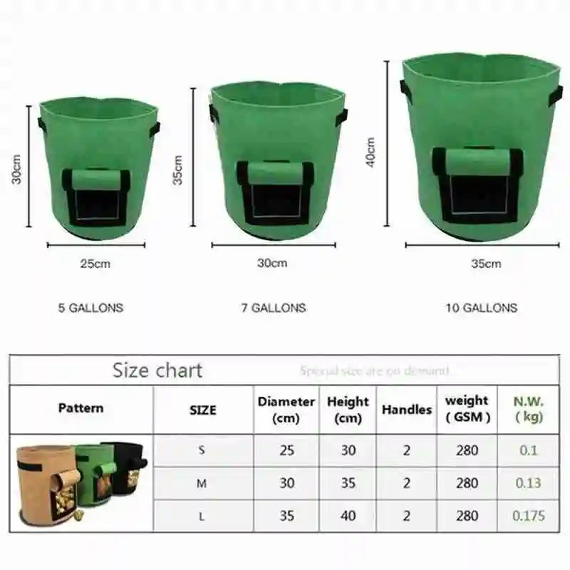 

3 size plant grow bags home garden potato pot greenhouse vegetable bags hydration vertical garden bag tools