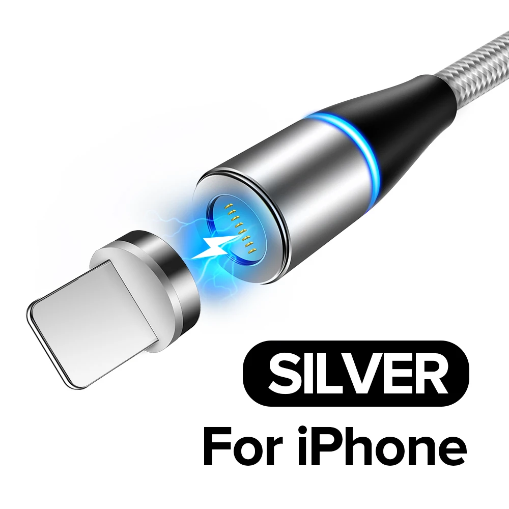 Silver For iPhone Магнитный кабель INIU 3A Micro USB C quick charge 3,0 для iPhone 11 X samsung, магнитный кабель для быстрой зарядки usb type C, зарядное устройство для мобильного телефона - Цвет: Silver For iPhone