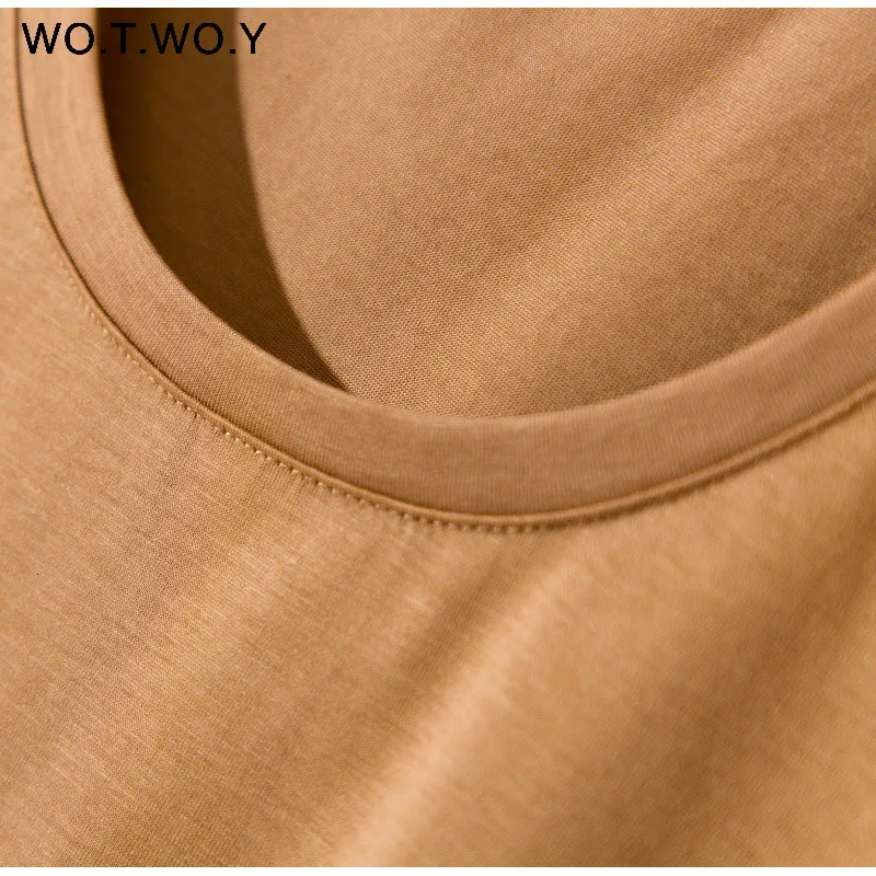 WOTWOY летние футболки 9 цветов размера плюс M-4XL женские футболки с круглым вырезом и коротким рукавом дышащие мягкие футболки женские Топы черные розовые футболки