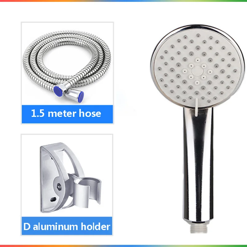 shower set 2 ZhangJi Lotus, душевая головка высокого давления, 5 режимов, многослойное покрытие, силиконовые отверстия, Распылительная насадка, 110 см, большая панель, душевая головка - Цвет: shower set 2