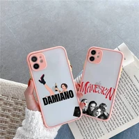 maneskin phone case for iphone 12 11 mini pro xr xs max 7 8 plus x matte transparent pink back cover