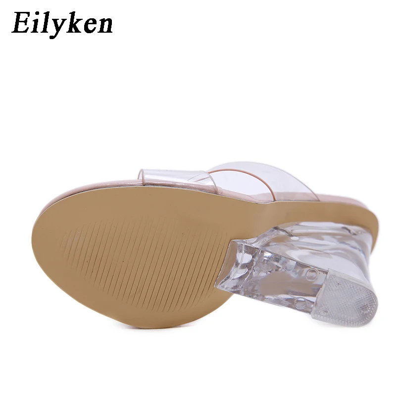 Eilyken/качественные женские босоножки; пикантные прозрачные Шлепанцы из ПВХ; обувь на танкетке с открытым носком и кристаллами; коллекция года; сезон лето; женские шлепанцы для вечеринок