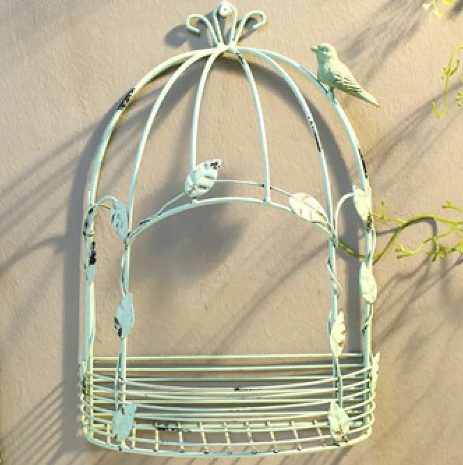 

VINTAGE AMERICAN COUNTRY WALL HANGING METAL WIRE IRON HALF BIRD CAGE FLOWER POT GARDEN DECORATION