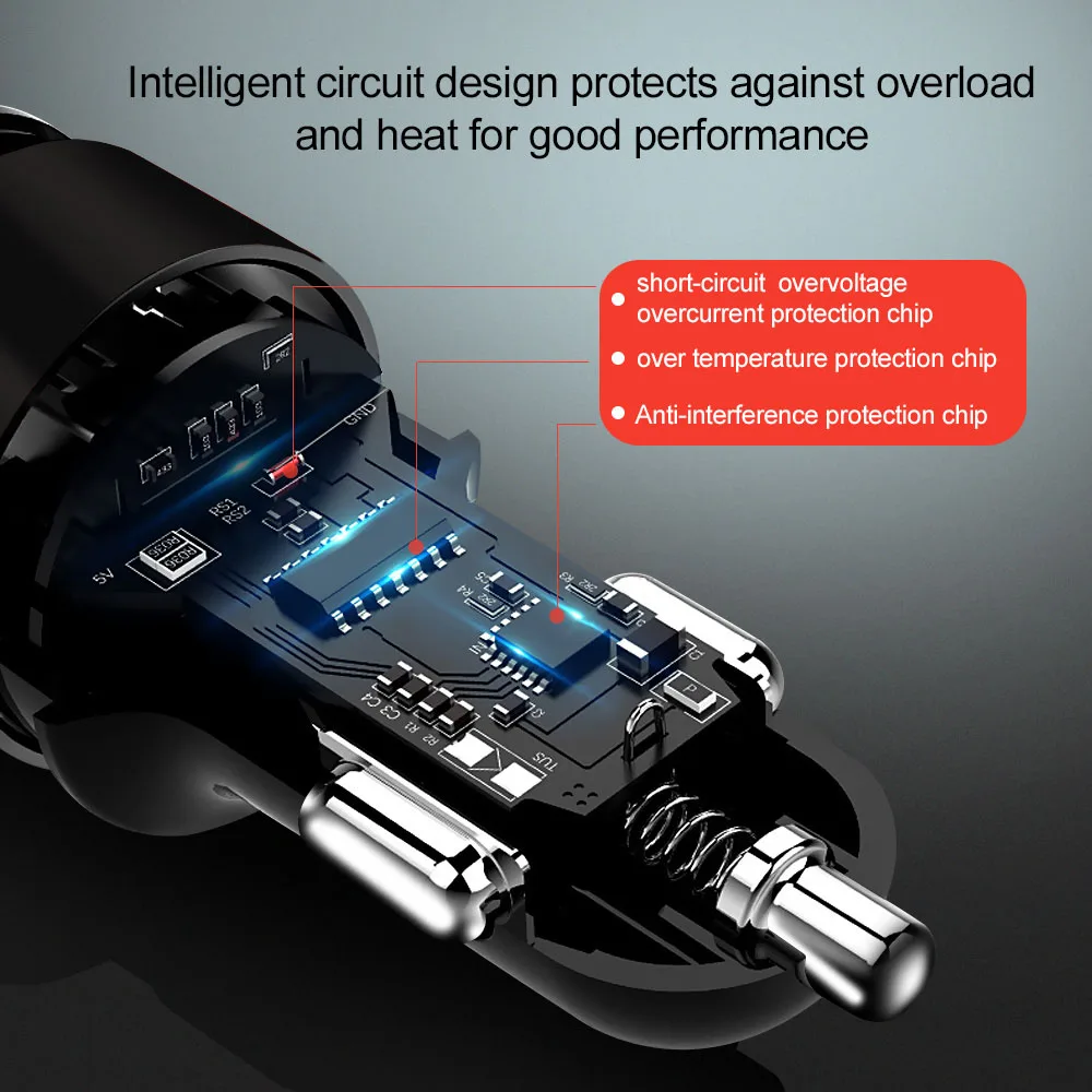 Quick Charge 3.0 2.0 Dual USB Car Charger For iPhone XR 7 Samsung QC Phone Adapter LED Car-Charger Xiaomi Huawei | Мобильные