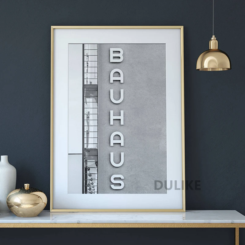 Tankaa Architettura Bianco Bianco Poster Bauhaus Building Photography Painting Canvas Stampe Soggiorno Arredamento 20x30cm Framed 