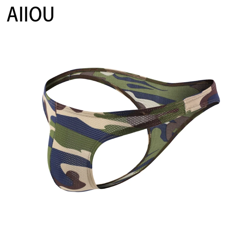 Мужские трусы джоки AIIOU серые камуфляжные стринги и G бандажные бикини танга