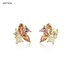 ANDYWEN 925 пробы серебро 2021 Золото Шампанское цветок женское украшение для вечеринки роскошный подарок серьги в стиле рок панк