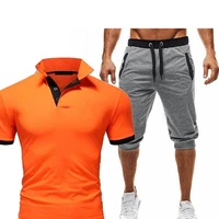 2020 summer 2pc set men eurus size short sleeve t shirts two piece tops shorts sportswear set mens short sets male tracksuit