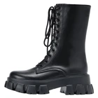 2022 Натуральные Кожаные Ботинки Martin женские сапоги до середины икры с круглым носком мотоциклетные сапоги на толстой подошве средней высоты со шнуровкой