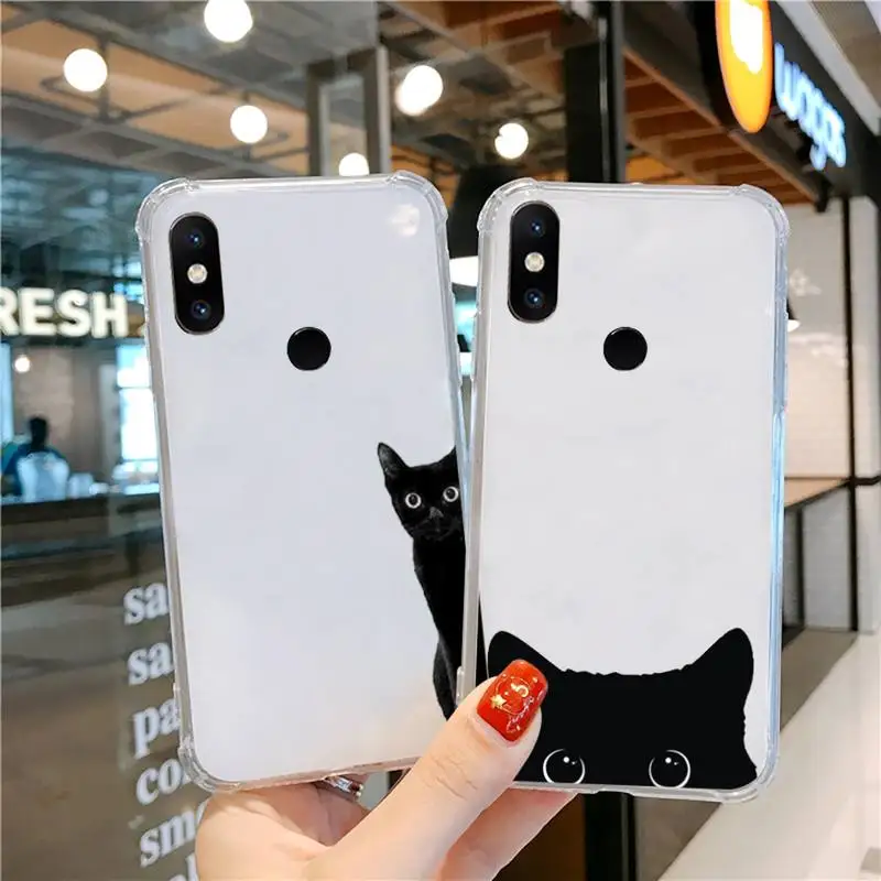 

black cat cartoon animal Phone Case Transparent for Xiaomi cc max mix note 3 2 6 8 5 10 11 9 10 play x s se lite pro
