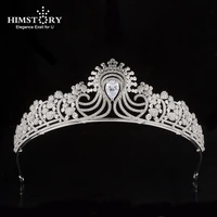 himstory luxury tiara wedding hair accessories birthday party crown bridal headdress high quality zircon princess headband