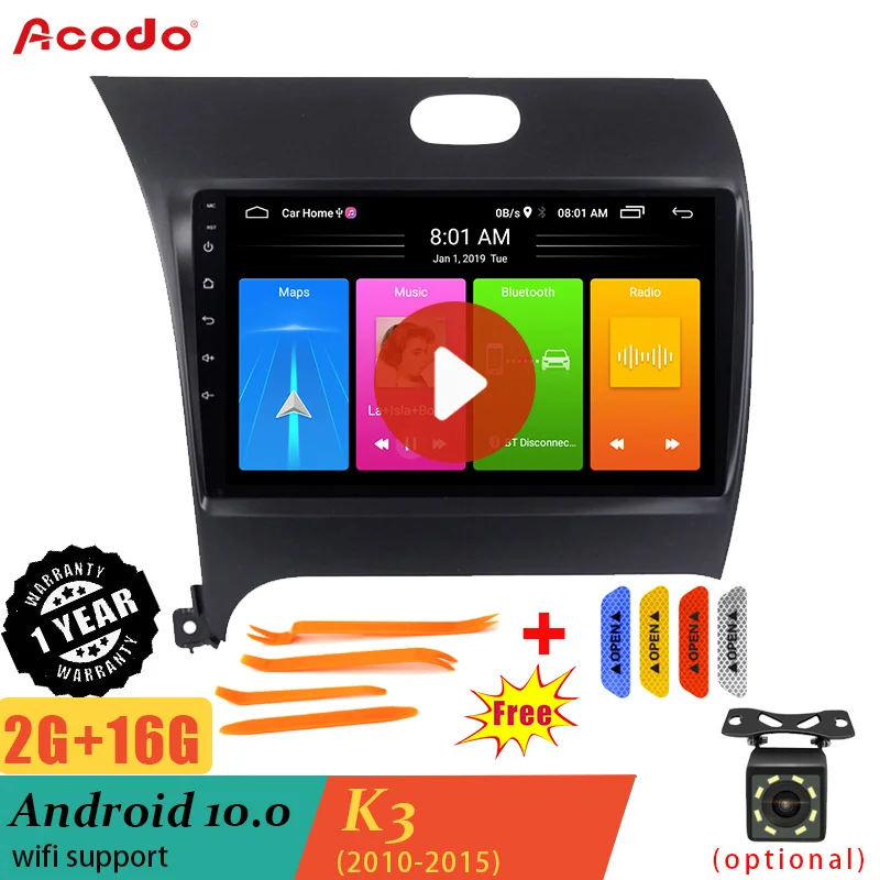 

Автомобильная Мультимедийная система ACODO, 2 Гб ОЗУ + 16 Гб ПЗУ, Android 10,0, для KIA K3 2013-2015, GPS-навигация, 2 din