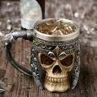 Пивная кружка из нержавеющей стали, в стиле ретро, с изображением черепа рыцаря, кофейной чашки на Хэллоуин, креативная чайная кружка, украшение для паба и бара