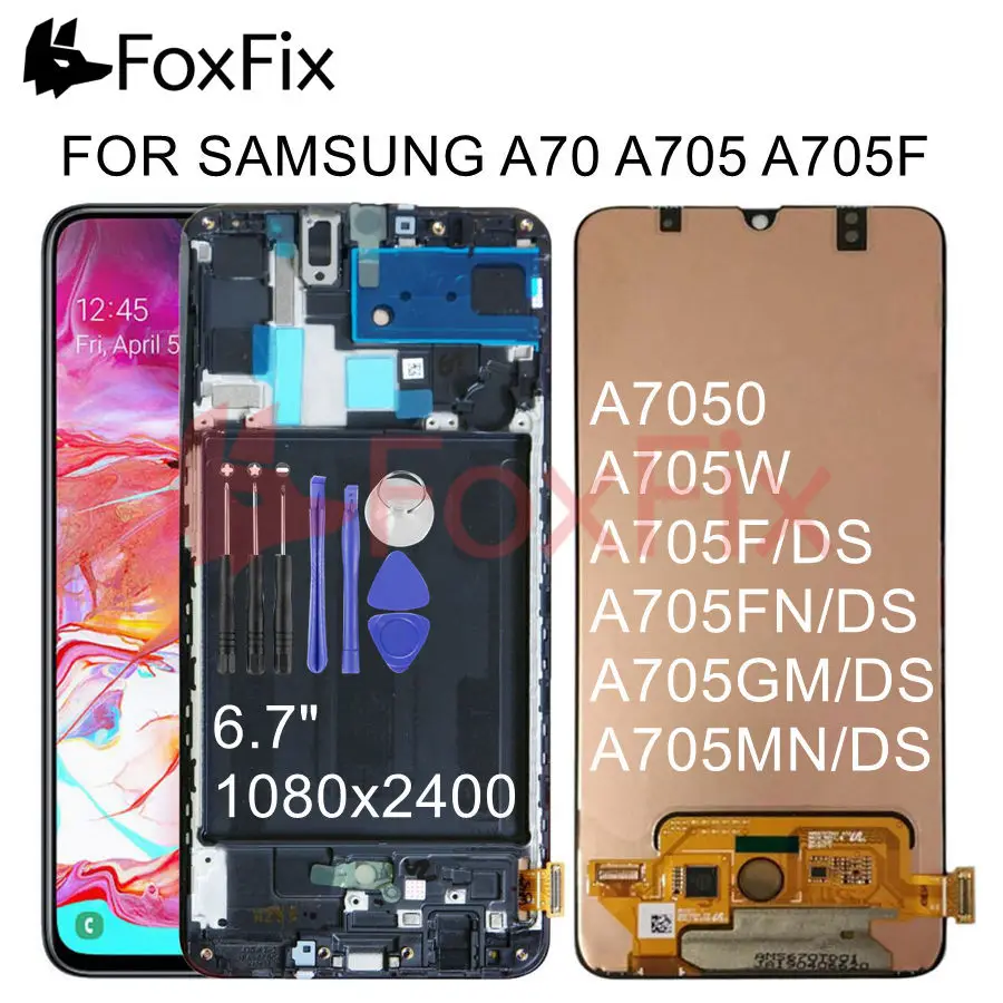 Для SAMSUNG GALAXY A70 A705 A705F A705FN/DS ЖК-дисплей с сенсорным экраном дигитайзер с заменой рамы для SAMSUNG A70 ЖК-экран