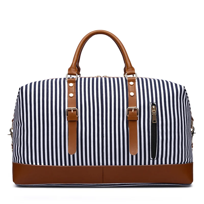 Canvas Stripe Unisex Large-capacity Storage Travel Sports Handbag