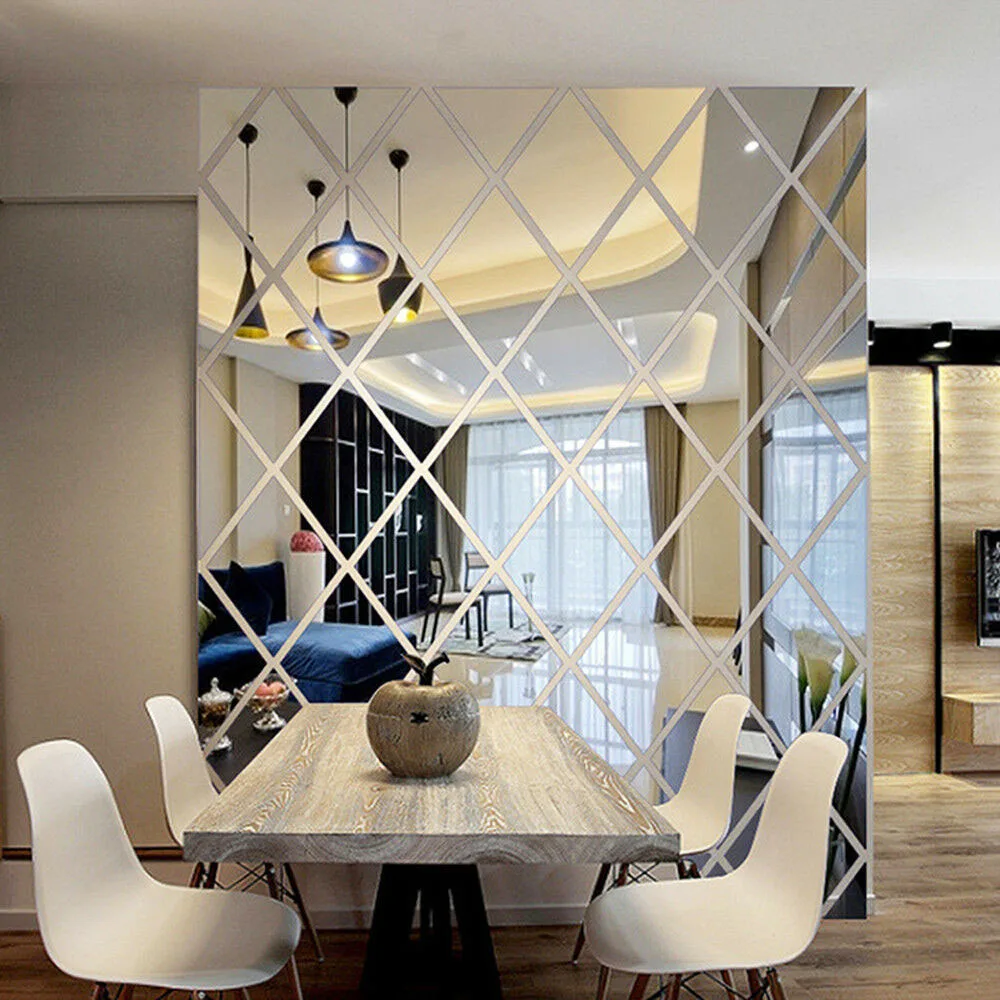

DIY 3D Stickers Full Body Mirror Wall Sticker Acrylic Decal Home Room Decor 3D Wall Stickers 50x50cm