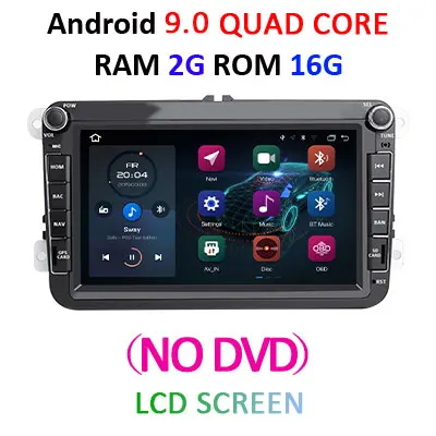 4G 64G DSP ips 2 din Android 9,0 автомобильный dvd мультимедийный плеер gps для VW/polo/golf/passat/B6/B7/tiguan/skoda/seat/leon Автомагнитола FM - Цвет: 2G 16G LCD no dvd