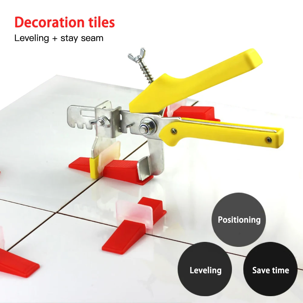Wall Tile Leveling System Leveler Plastic 300Pcs Clips /100 Pcs Wedges /1Pcs Pliers Spacer Paving Tools Household | Инструменты