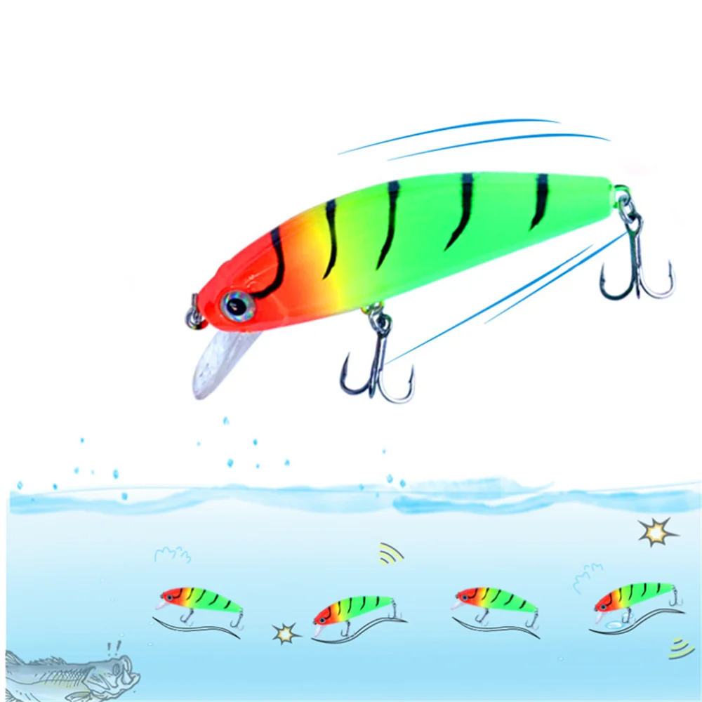 

1PCS Minnow Sea Fishing Lure 75mm/10g/ Artificial Hard Bait 3D Eyes CrankBait Wobbler for Pike Perch Three Hooks Fish Tackle