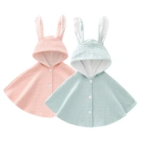 autumn winter toddlers baby girls cute hoodies coats poncho childrens warm contrast color button down cape with bunny ears
