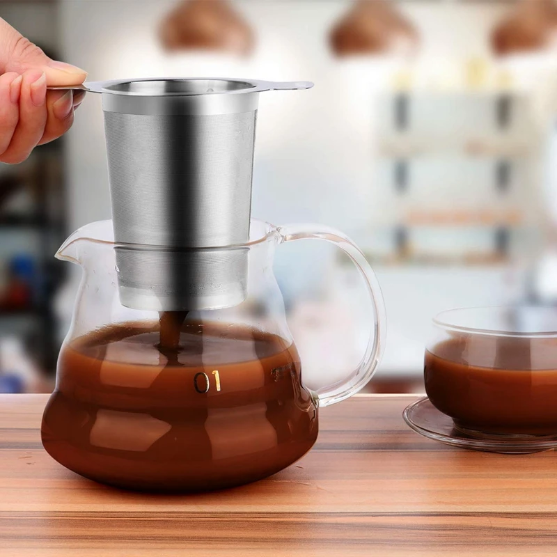1Pcs Layer Mesh Tea Infuser Reusable Coffee Filter Fits Standard Cups Mugs Teapots &amp 1 Set Clear Glass Teapot With 304 Stainles | Дом и сад