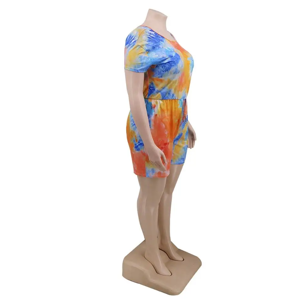 Plus Size Jumpsuits For Ladies Fat Short Sleeve 2020 New Summer Print Daily Wear Fashion Short Jumpsuits Wholesale Lots Bulks