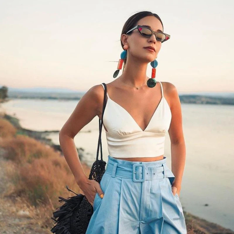 Кроп-Топ женский атласный пикантный бюстгальтер без косточек вязаный крючком