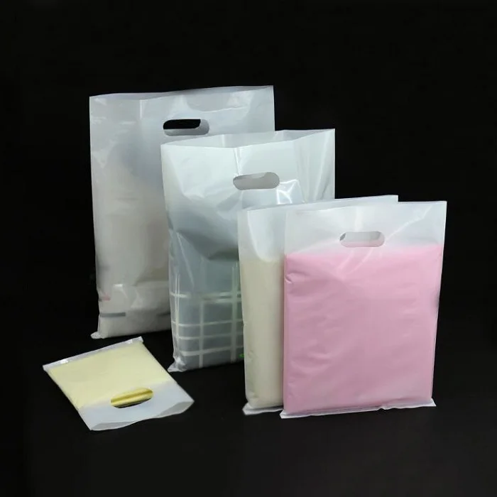 

50pcs/pack 7 sizes Custom logo shopping handle plastic packaging bag for garment/clothing/gift storage bag