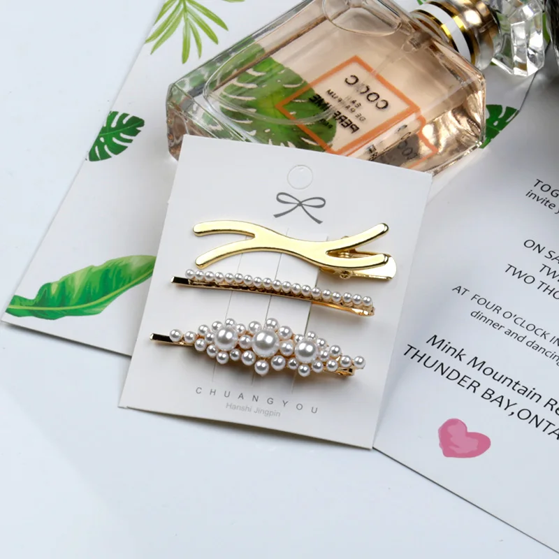 

3 pcs/set Hair Clips Hairpins Summer Woman's Accessories Pearl Hair Clip Ornament Wedding Decoration Hairclips Hairpin Head