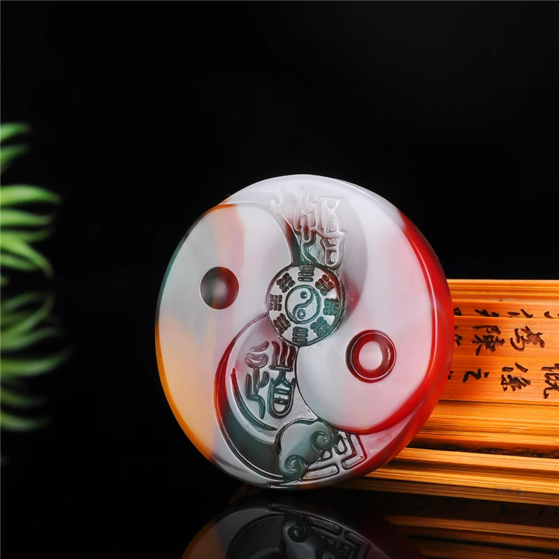 1 шт. натуральный цвет Hetian Нефритовый камень Тай Чи сплетни кулон Китайский