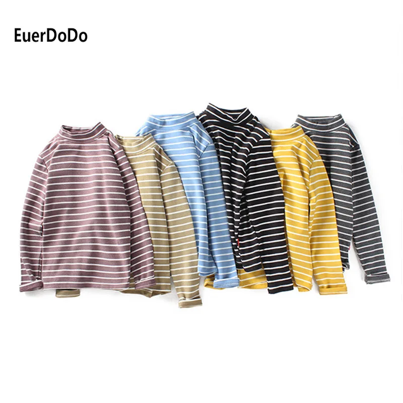 Футболка с длинным рукавом для мальчиков и девочек 2020 топы высоким воротом