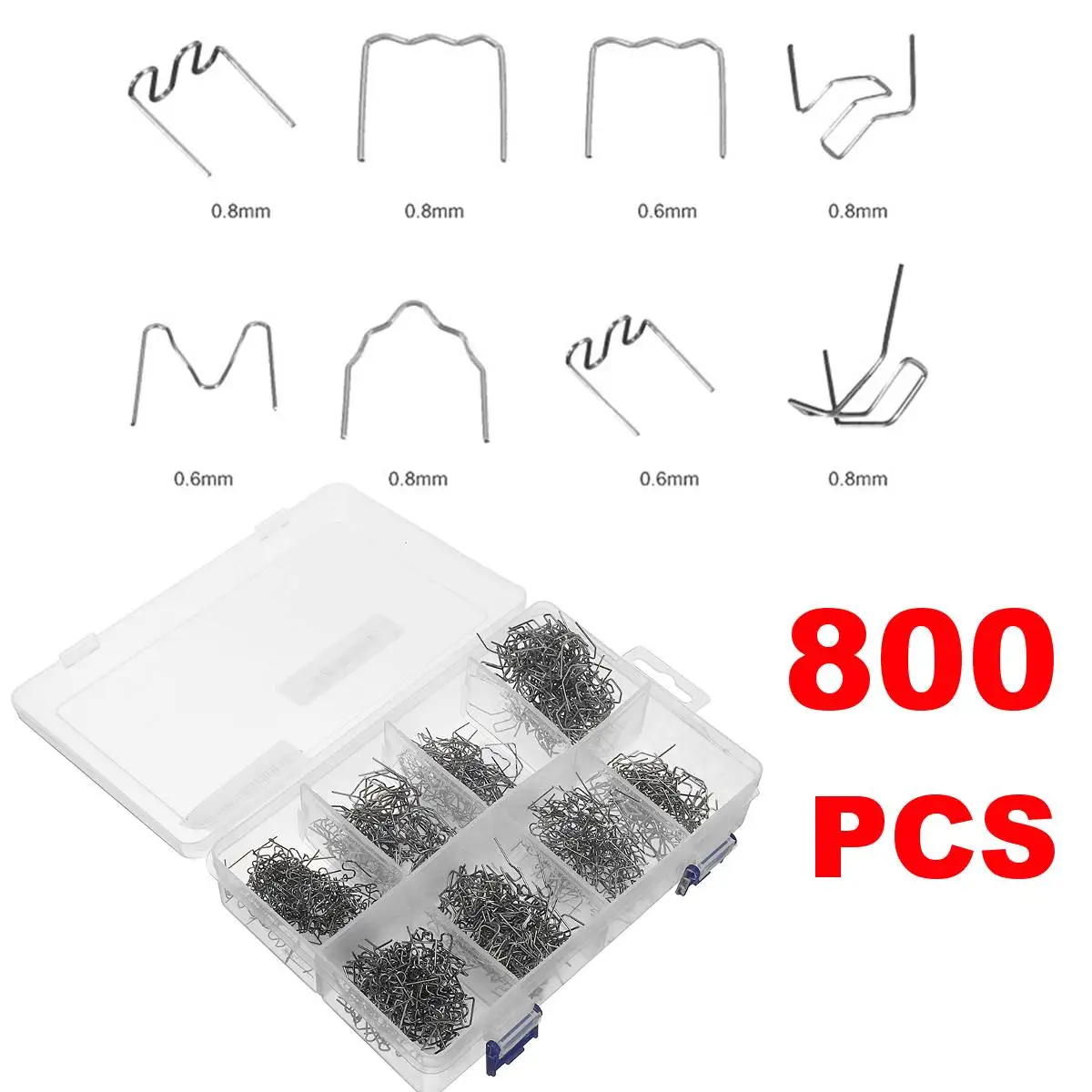

800Pcs Stainless Steel Pre-Cut 0.8mm 0.6mm Hot Staples for Plastic Repair Car Bumper Repair Hine Welder Wires Hot Stapler