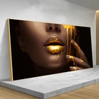 Картины на холсте с африканскими золотыми губами Женская фотография и принты настенные картины для декора гостиной
