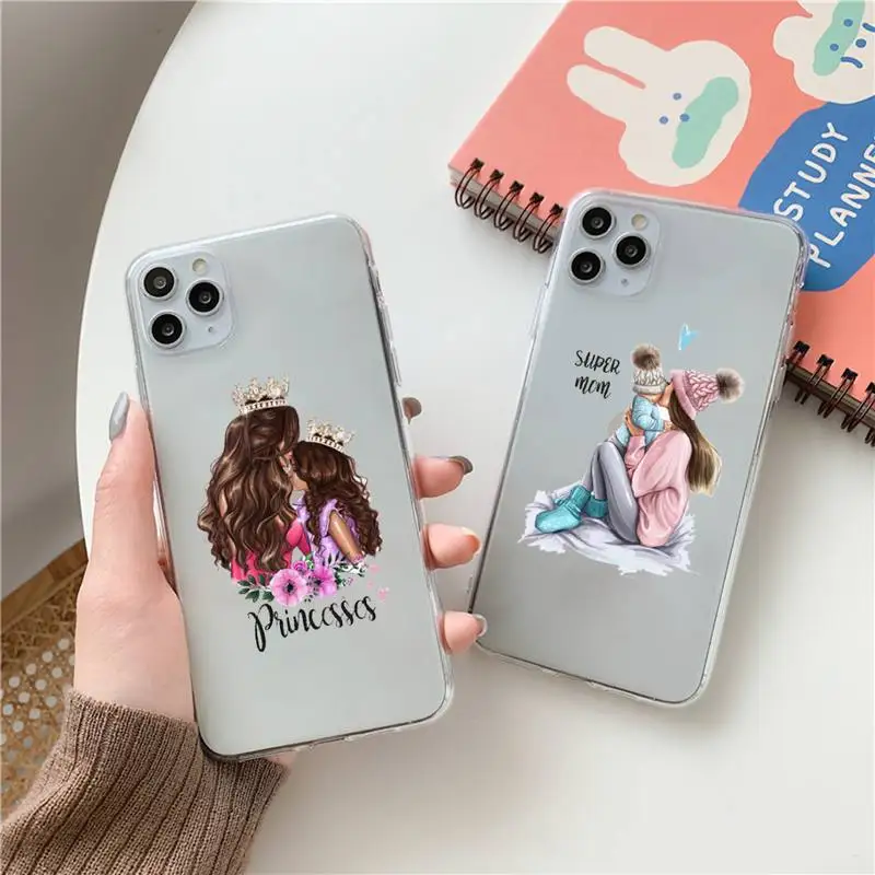 

Mom and baby Phone Case Clear Transparent for iPhone 11 12 13 mini pro XS MAX 8 7 6 6S Plus X 5S SE XR 2020