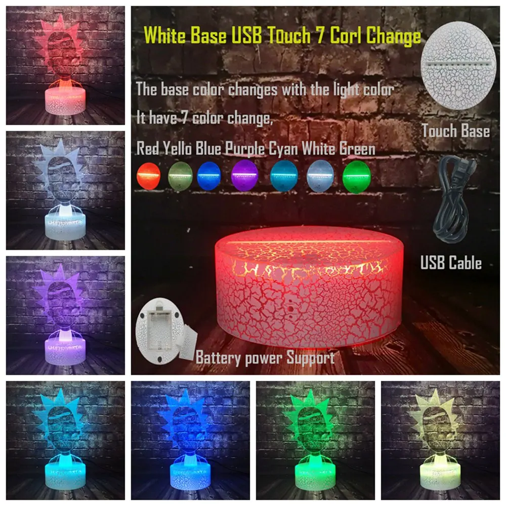 USB 7 Color Change Рик и Морти комикс Юмор учёные мультфильм трещина светильник светодиодный 7 цветов изменить безопасный для ребенка спальный ночной Светильник модный детский подарок - Испускаемый цвет: USB 7 Color Change