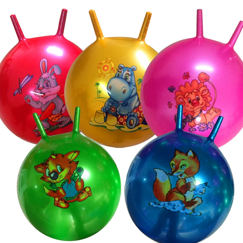 

1 pcs bouncing ball Inflatable toys friendly new materials for children handle ball claw the ball random pattern colour toy ball