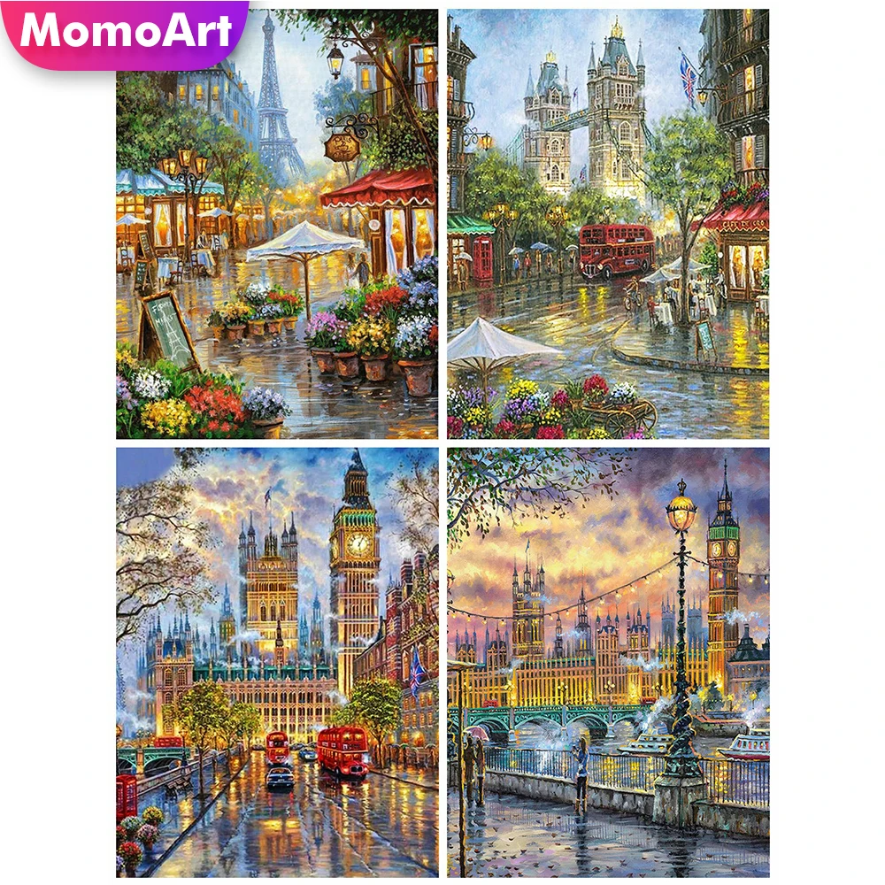 MomoArt алмазная вышивка городской пейзаж декор для дома Алмазная мозаика улица