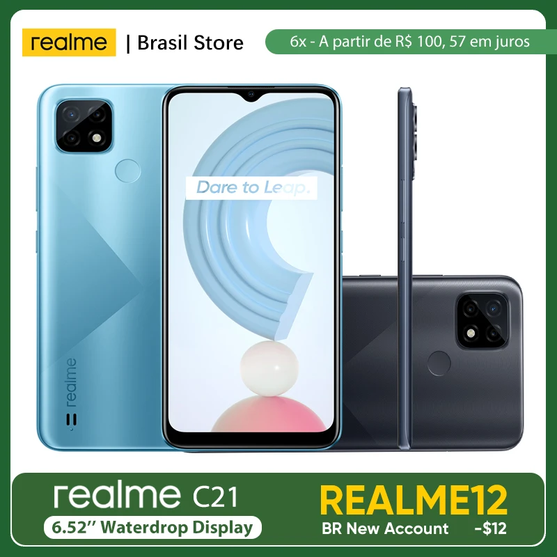 Глобальная версия realme C21 4 Гб + 64 Гб/3 ГБ ОЗУ 32 Смартфон Helio G35 Octa Core 6 5 &quotдисплей 5000